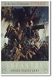 In the Face of Obstacles - Courage - Infantry US Army - Vintage WW2 Reprint Poster