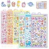 【6枚セット】3dシール ぷくぷくシール 手帳用 可愛い 立体 Mocasa ぷっくり かわいい ステッカー 手帳 女の子 透明 台紙 用 泡ステッカー ジュエル風