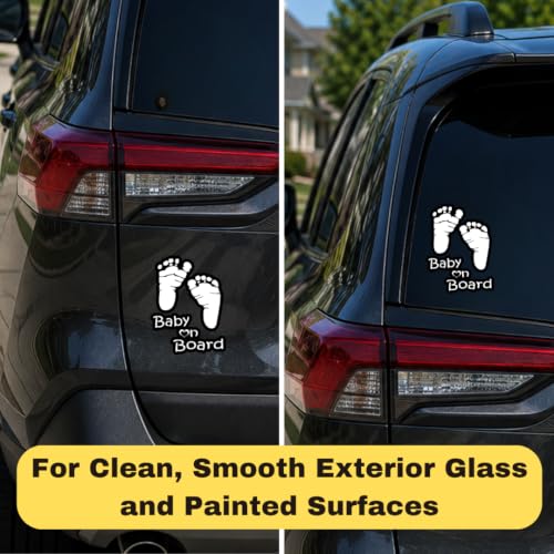 Image of TOTOMO Baby on Board Sticker for Car - Window Decal, Bumper Sign for New Parents, Durable Waterproof Safety Warning Sign for SUV Truck Minivan - Footprint, 2 Pack