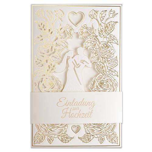 Art Nuvo Hochzeitseinladungen-20 St.130x205mm, Mit Bedruckbaren Einlagen Und Umschlägen Für Hochzeit, Lasergeschnitten,Mit Goldfolie Veredelt.Gepresstes Muster Mit Eingravierten Aufschriften ZAP_DE_09 Art Nuvo Hochzeitseinladungen-20 St.130x205mm, Mit Bedruckbaren Einlagen Und Umschlägen Für Hochzeit, Lasergeschnitten,Mit Goldfolie Veredelt.Gepresstes Muster Mit Eingravierten Aufschriften ZAP_DE_09
