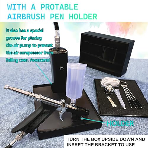 Image of High Pressure Airbrush Kit, Rechargeable Cordless Airbrush Compressor, Dual-Action Handheld Airbrush Gun, Mini Airbrush Set Portable Air Brush for Barber, Nail Art, Makeup, Model Painting