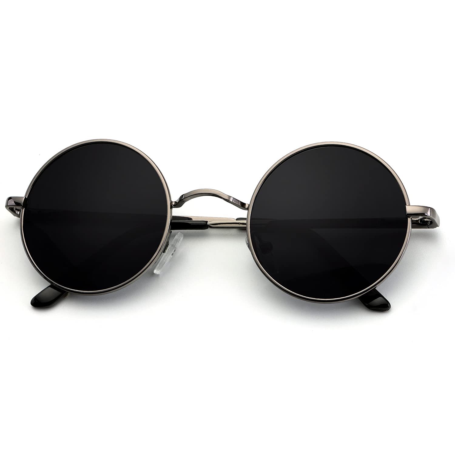 KALIYADI Round Polarized Sunglasses for Men Women Halloween Costume Retro Metal Hippie Circle Style Sun Glasses UV Protection