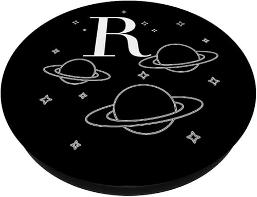 Miniatura 2 de Planets Stars Space Astronaut Black-White Letter R PopSockets PopGrip Swappable Grip for Phones & Tablets