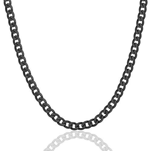 ChainsPro Cuban Chain Necklace for Men, Silver/Black/Gold Plated Stainless Steel Cuban Link Chains Mens 4/6/9/13 MM Width,14"-30" Length Hip Hop Accessories Jewelry Gifts for Father's Day Christmas