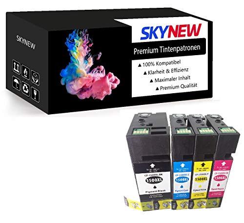 Skynew 4 Druckerpatronen Ersatz für Canon PGI-1500XL PGI-1500 PGI1500 für Maxify MB2050-MB2150-MB2155-MB2350-MB2750-MB2755 (1*Schwarz 1*Cyan 1*Magenta 1*Gelb)