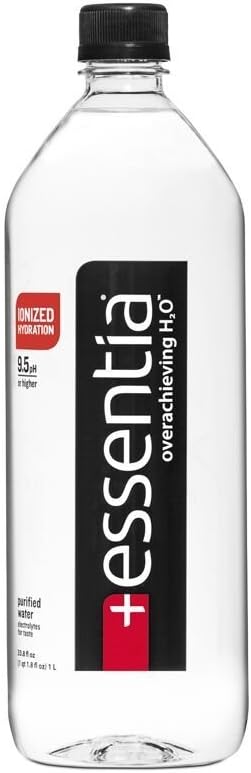 Essentia Ionized Alkaline 9.5 pH Bottled Water, 1 Liter, 12 Count - Pack of 3
