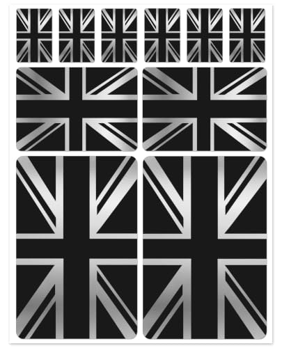 Biomar Labs® 10 x PVC Autocollant Voiture Auto Moto Drapeau Argent National UK Royaume-Uni Anglais Union Jack Flag D 68
