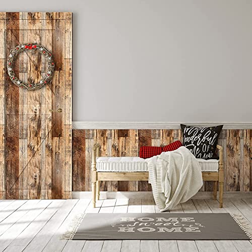 Tanone 17.8" X 394" Brown Wood Peel And Stick Wallpaper Self Adhesive Removable Decorative Film Wood Grain Wallpaper For Wall Covering Furniture Countertop Kitchen Christmas Diy #TOP6