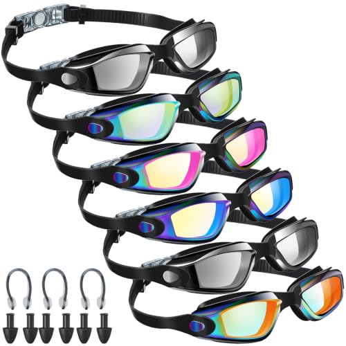 Leitee 6 Pcs Kids Swimming Goggles, Bright Colors, Classic