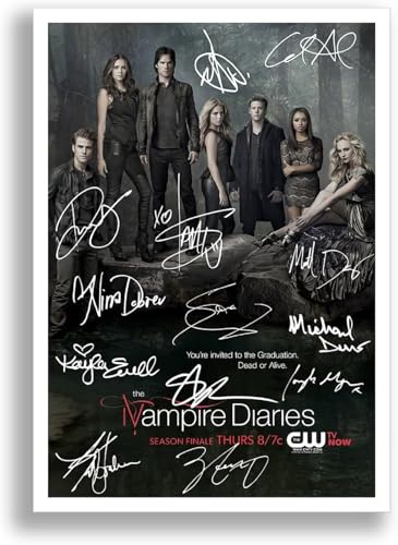 Mounted Gifts Trading The Vampire Diaries Cast Signed Autograph Signature A4 Poster Photo Print Photograph Artwork Wall Art Picture TV Show Series Season DVD Boxset Gift (A3 Poster Only)