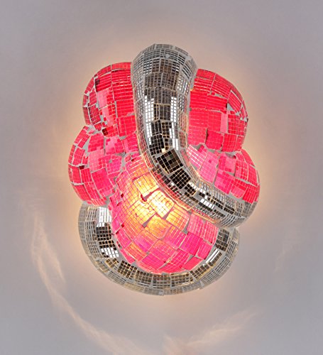 Image of Glamour Glint Ganpati Mosaic Mounted Wall Light Lamp - Pink & Silver Edition, Metal & glass | For Home, Hall, Living Room, Bedroom, Hotel, Office Decor | Ideal for Pooja Room & Mandir | Modern