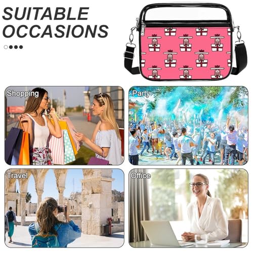 Sloth Gifts Large Crossbody Bag Clear Stadium Bag Anti-Theft Side Shoulder Bags Messenger Bag with 2 Compartments4