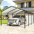 VIWAT Carport 10x15 FT Metal Carport with Enhanced Base Outdoor Heavy Duty Garage Galvanized Car Shelter for Pickup, Boat, Car and Tractors