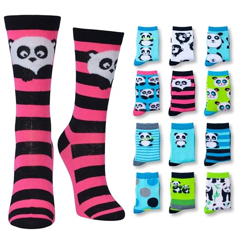 Image of Tipi Toe Women's Fun Patterned Dress Socks, 12-Pack Lightweight Colorful Crew Socks, Casual Novelty Assorted Designs
