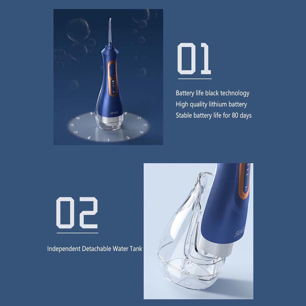TJH Idropulsore, Denti puliti, irrigatore Orale Dentale Professionale Senza Fili - Serbatoio d'Acqua da 300 ml, Ricaricabile, velocità Continua Impermeabile Ipx7 per Denti, apparecchi ortodontici