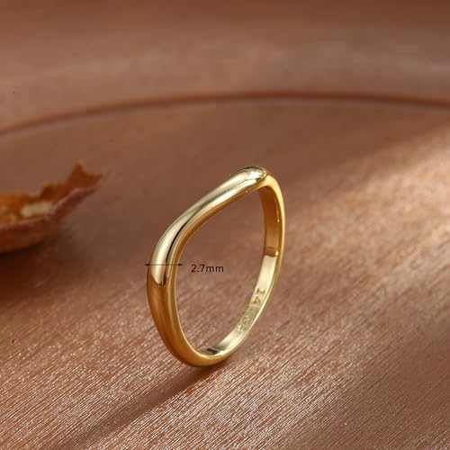 14K Gold Filled Rings for Women Simple Wedding Band Rings Trendy Jewelry for Women- Size 5-113
