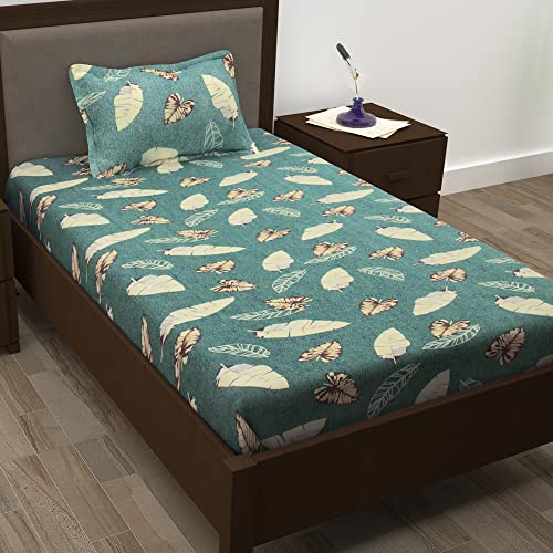 Image of Story@Home 210 TC Spark Collection Single Bedsheet Cotton Combo with 2 Pillow Covers | Grey | Floral (Bedsheet : 145 X 225 cm & Pillow Cover : 40 X 60 cm)