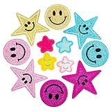 ♥ FÁCIL DE USAR: Estos parches para planchar con emoticonos aplicados se pueden planchar o coser en la mayoría de los tipos de ropa. El parche tiene un adhesivo termosellable en la parte posterior que facilita su uso. Al planchar, coloque tela de algodón sobre los parches para evitar que la ropa o los parches se dañen.