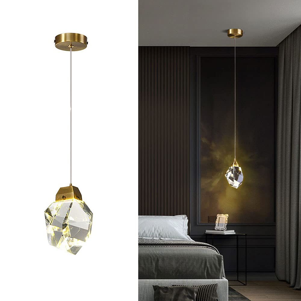 Plafonnier LED cristal K9 ajustable pour éclairer un îlot de cuisine sombre