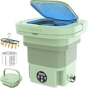 Mini Washing Machine, 8L Large Capacity Portable Washing Machine, Foldable Small Bucket Washer and Spin Dryer, Portable Laundry Machine with 3 Modes Deep Cleaning for Underwear, Socks, Baby Clothes
