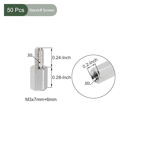 Miniatura 2 de YOKIVE 50 tornillos de separación M3, separadores de PCB hexagonales chapados en níquel, mantienen la altura consistente, ideal para placa base