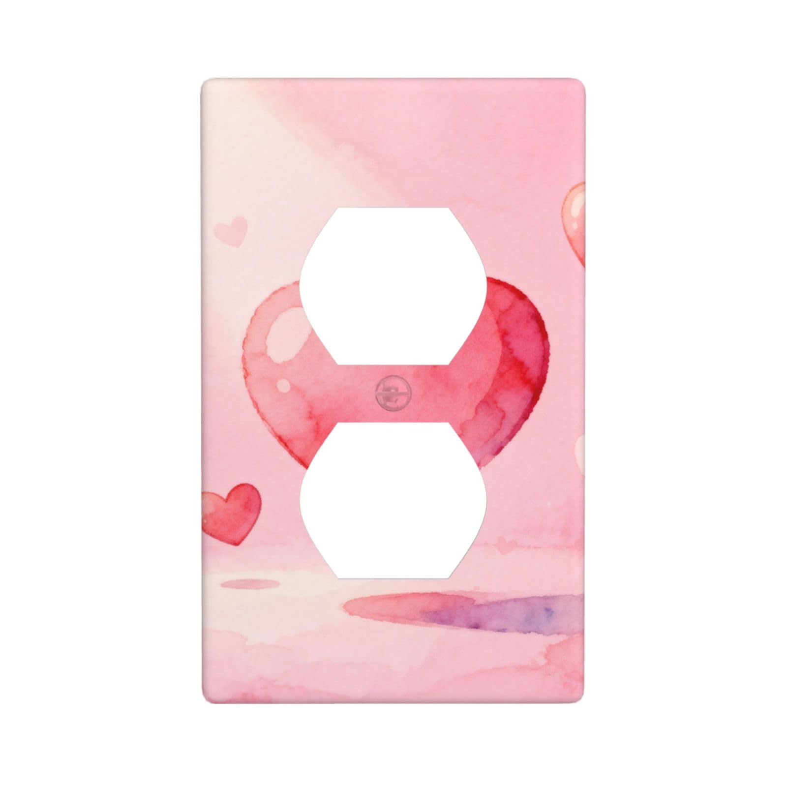 Pink Heart Unbreakable Polycarbonate Switch Plate-1 Gang Screwless Wall Plate for Home Office