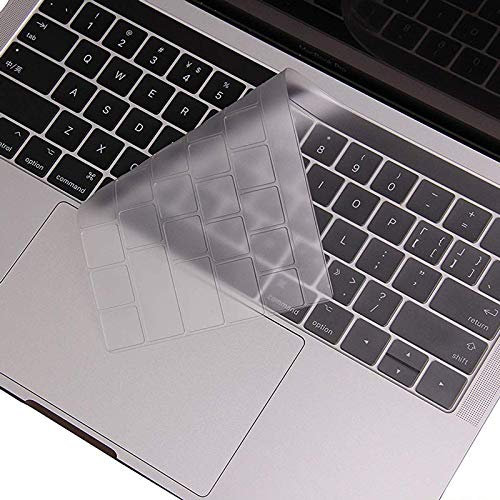 MXVOLT Keyboard TPU Skin for MacBook Pro with Touch Bar 15 Inch and 13 Inch (2016 2017 2018) Model: A1706, A1707, A1989, A1990 Clear, Transparent