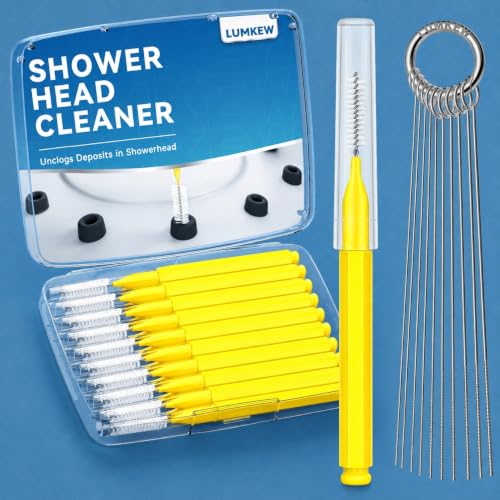 Image of Lumkew Shower Head Cleaner Tools Small Hole Cleaning Brush (20, Yellow) | Green, Tiny Nozzle Deposit Removal Picks Tool