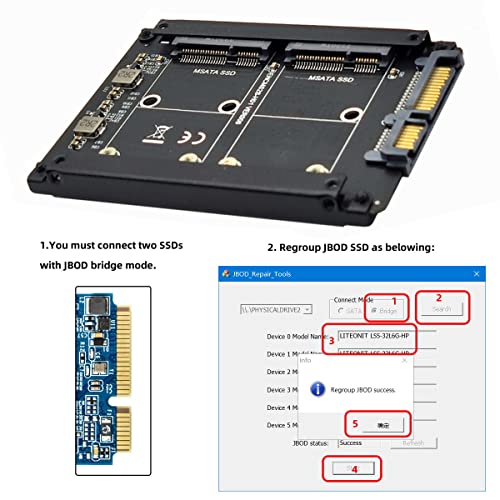 Caja externa para SSD Dual MSATA a SATA 2.5 pulg miniatura 6
