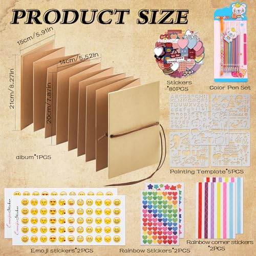 Livre d'accordéon, Couverture rigide Papier Kraft Albums Photo Papier Kraff Albums photo DIY Livre de couverture rigide, stretchable pliant style Kraft Poster Memory Sketchbook