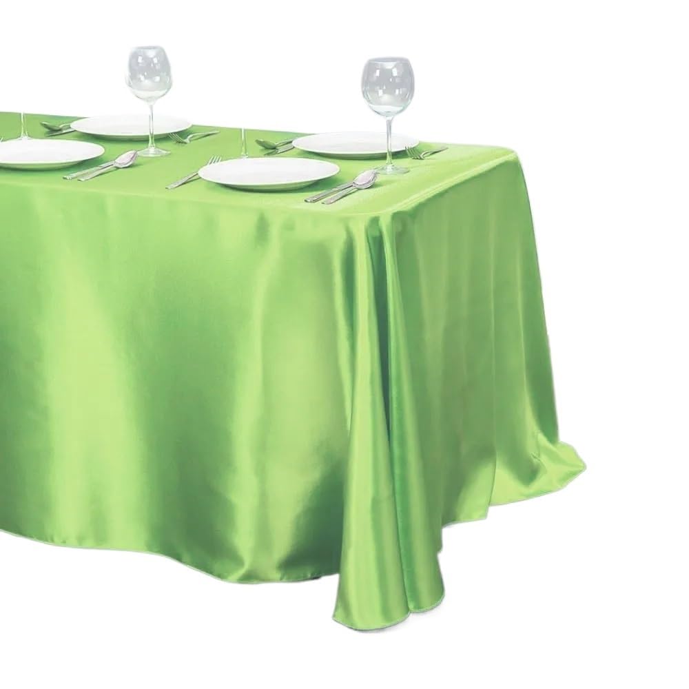 LOPJGGYF Tablecloth Satin Table Cover Overlay For Birthday Wedding Banquet Restaurant Festival Party Supply for Wedding Banquet Party Events(Green,145x240cm)