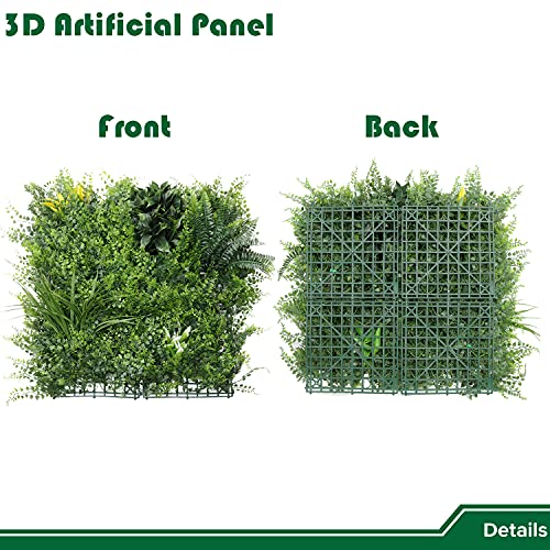 Apicred Artificial Boxwood Panels Faux Ivy Fence Privacy Fence Topiary Hedge Plant Uv Protected Greenery Wall Décor For Outdoor/Indoor Decoration 20" X 20", 4 Mixed Leaves, 6 Packs #TOP2