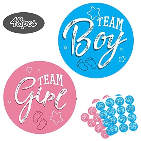48Pcs Gender Reveal Stickers BOZILY Team Boy or Girl Stickers for Party Invitations and Voting Games Gender Reveal Games Labels for Baby Shower Decoration Supplies and Baby Showers Cover