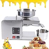 1500W Oil Press Machine, Commercial Automatic Oil Press Machine, Stainless Steel Electric Automatic Oil Press Extractor, Cold & Hot Pressing, Intelligent Temperature Control, Oil Catch Cup