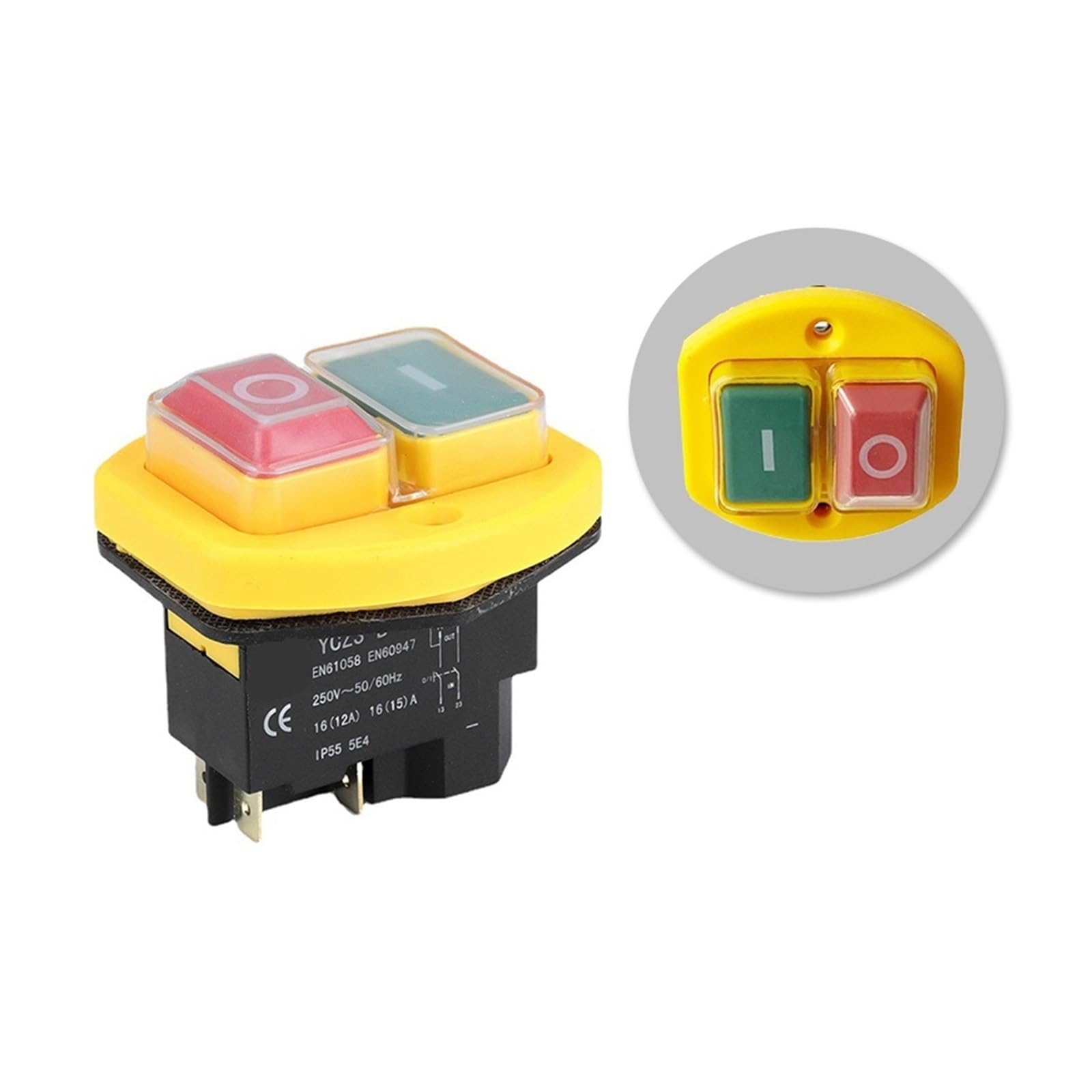 NVSFZGIYG YCZ3-B Electromagnetic Switch 4/5 Pin 110/220V On Off Push Button Restart and Under Voltage Protection(220V,4 Pins)