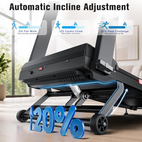 Image of Treadmills for Home with 20% Auto Incline - Wide Belt, 8.7MPH Max Speed, 450LBS Capacity, 3.5HP Adjustable Height Handle Bars