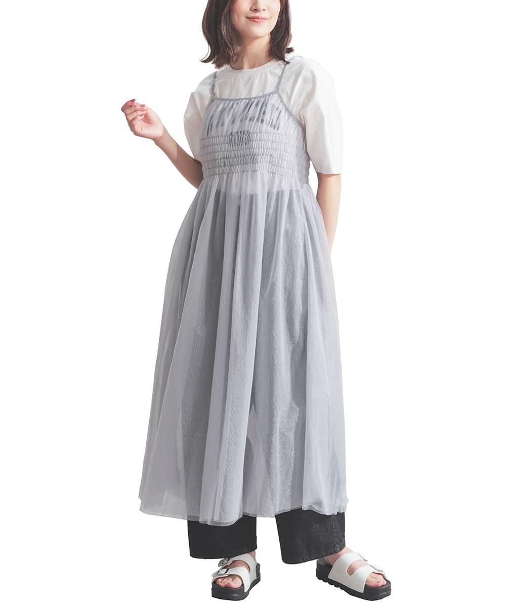 Amazon.co.jp: [ハニーズ] ワンピース ノースリーブ ロング丈 チュール