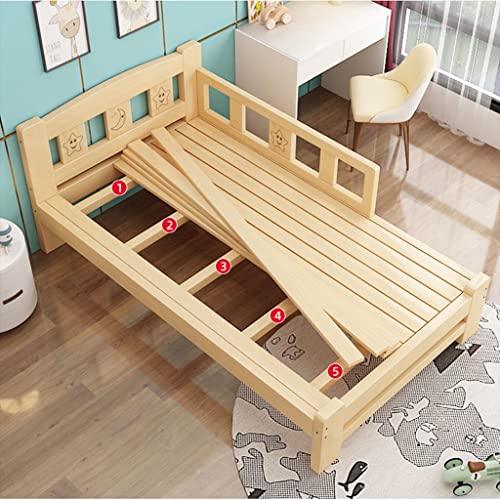 Wood Platform Widened Splicing Bed, Bed Frame, Solid Wood Construction | Wood Slat Support Widening Furniture Bed For Adults, Kids, Toddlers, Teenagers (Color : With Mattress, Size : 180X100X40Cm) #TOP4