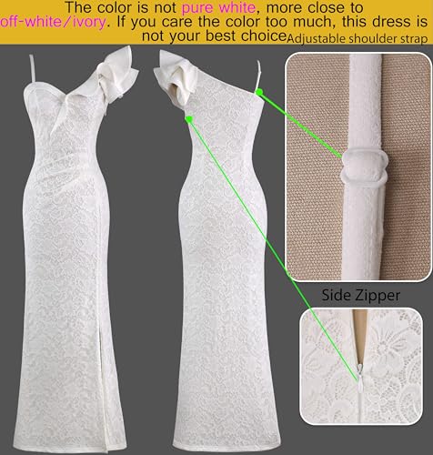 Image of VFSHOW Womens Ruffle One Shoulder Strap Ruched Formal Prom Wedding Maxi Dress V Neck Elegant Split Cocktail Evening Long Gown