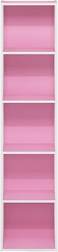 Miniatura 4 de Furinno Luder - Estantería para libros, 5 niveles, cubos, color rosa y blanco