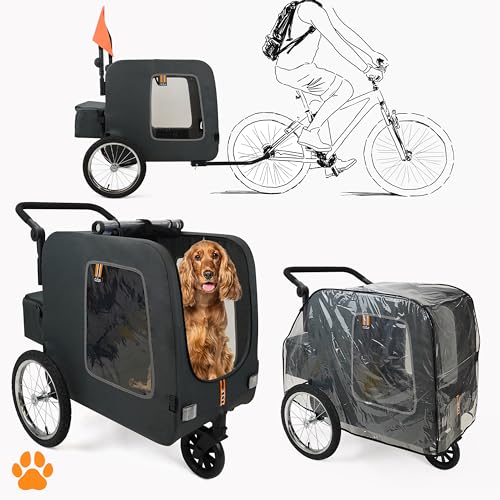 MY DUQUE - Chase - Remorque Vélo Chien 3 en 1 | Poussette Chien, Panier Vélo et Chariot Pratique...
