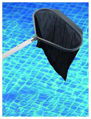 Cette épuisette de Piscine Robuste avec Manche Permet Un Nettoyage Efficace de la Piscine et l'élimination des Feuilles.