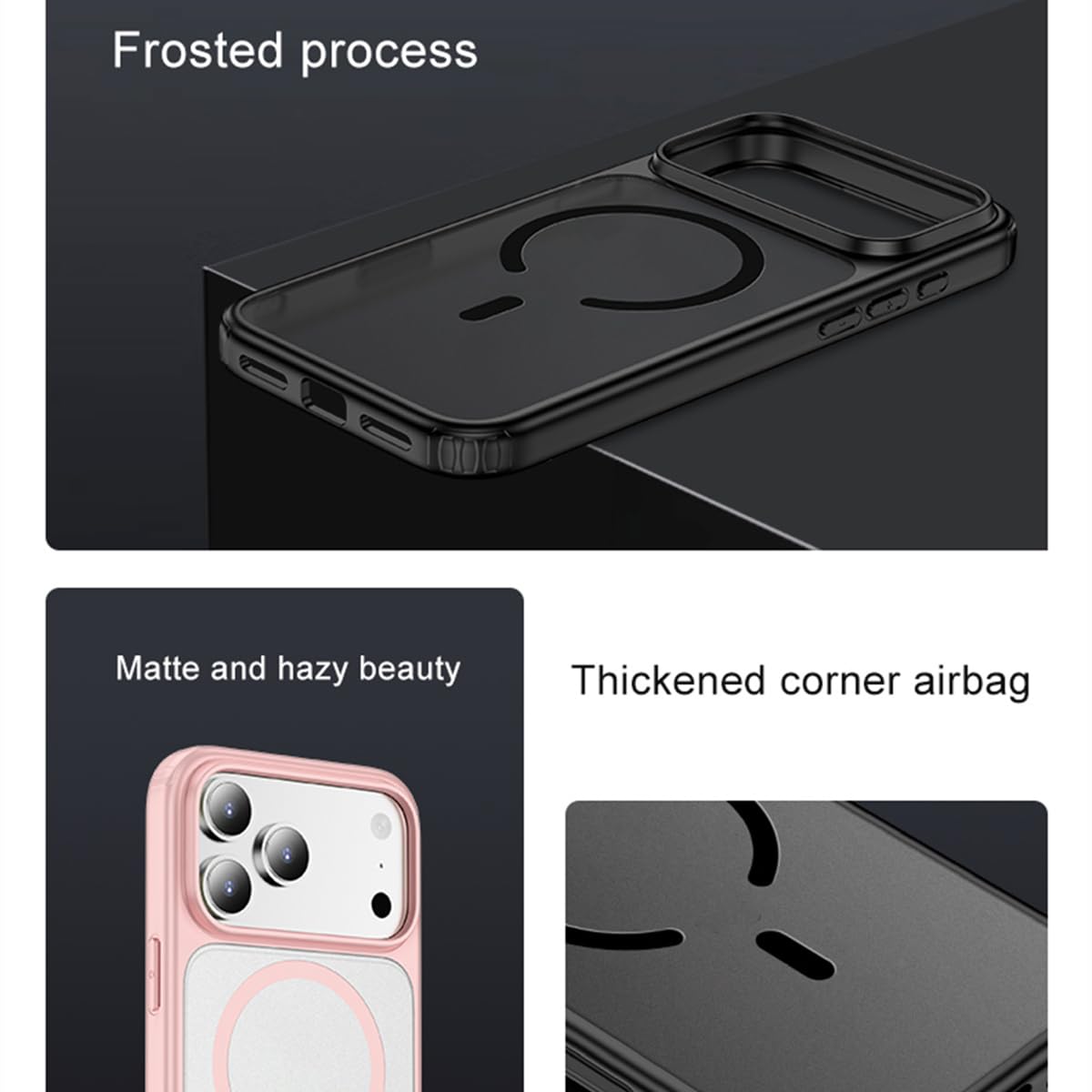 Funda para iPhone Air, Transparente Mate Esmerilado, magnética, con Carga inalámbrica, Cubierta Trasera de TPU a Prueba de Golpes (para iPhone Air/Gris magnético)