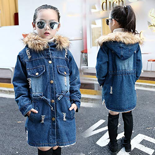 Big Girls Winter Jacket Collar Kids Jacket Outwear Wool Hooded Coat Warm Toddler Girdle Girls Warm Jackets for Girls2