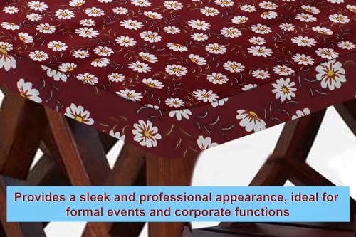 Image of The Furnishing Tree Elastic Rectangular Center Tpoy Table Cover WxL 12x60 in Inches Polyester Floral Pattern Red White