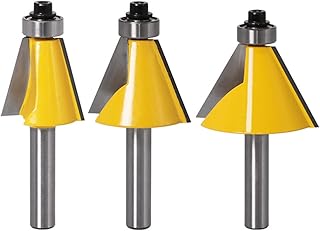 Wolfride 3Pcs Chamfer Router Bit Set 1/4 Inch Shank Bevel Router Bits 15 22.5 30 Degree