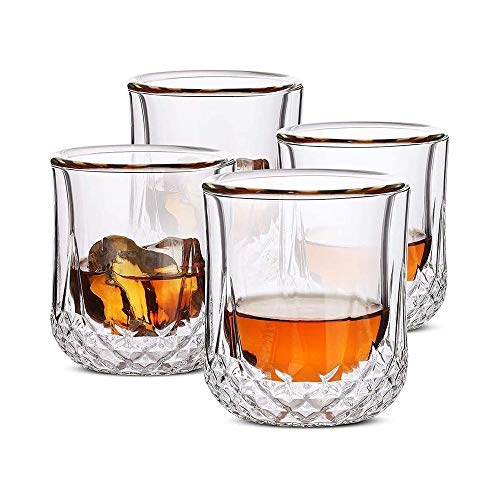 Juego de decantadores de whisky para hombres, vasos de whisky grabados de doble pared, vasos de cóctel, vasos escoceses, vasos antiguos, vasos de roca, vasos de cristal, vasos de vodka, vasos para b