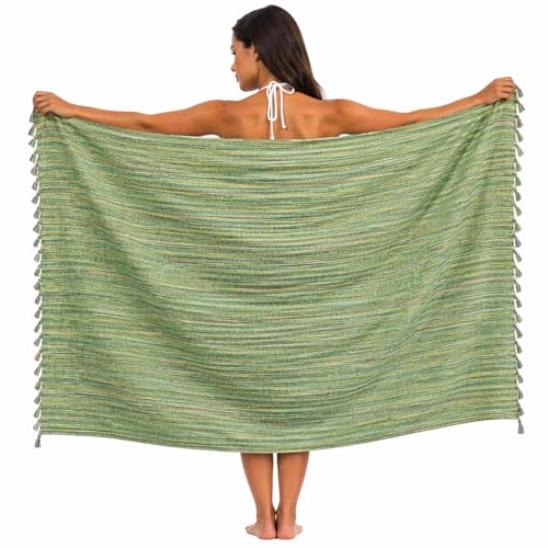 WEFLORIA Turkish Cotton Peshtemal Towel Lightweight Quick Dry Beach Towel Large Hammam Spa Towel for Beach Bath Travel and Pool (green)