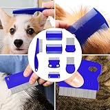 Lixiluxia 7 Stück Läusekamm Staubkamm, Katze Hund Flohkamm, Nissenkamm, Schuppenkamm, Haustier Floh Kamm, Zeckenkamm, Massagekamm Haustierkamm, Haustier Tränenfleckentferner Kämme, Hunde Pflegekamm