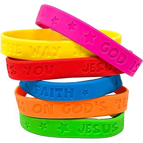Podzly 100 Pack of Christian Bracelets - Motivational Silicone Wristbands with Religious Sayings, Bible-Inspired Jewelry Gift for All Ages, Durable & Adjustable - Assorted Colors, One Size Fits Most Cover